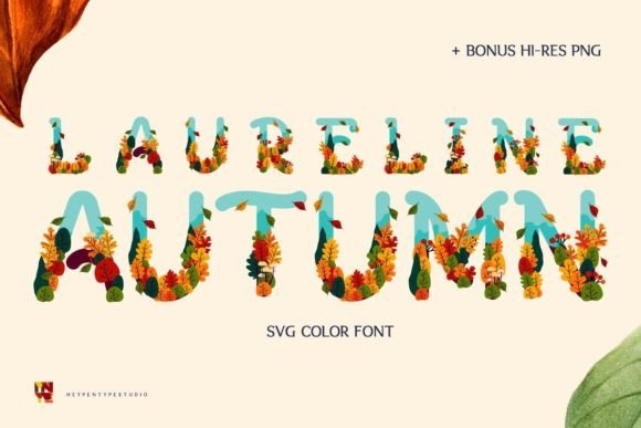 Laureline Autumn: A Beautiful and Versatile Floral Pattern Color Font for Seasonal Design