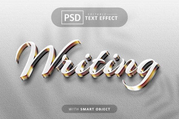 Writing White Gold Modern 3d Font Style